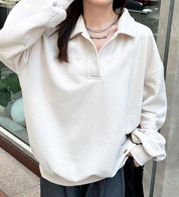 RANAN（ラナン）の「あったか裏起毛衿付きオーバーサイズスウェット（トレーナー・スウェット）」｜詳細画像