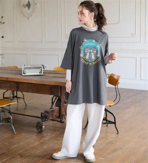 BELLUNA（ベルーナ）の「＜Ｄｉｓｎｅｙ＞【チップ&デール】ビッグ7分袖プリントTシャツ（Tシャツ）」｜詳細画像