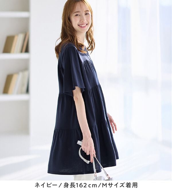 alotta（アロッタ）の「楽に可愛く！ふんわり綿混ティアードチュニック（チュニック）」｜詳細画像