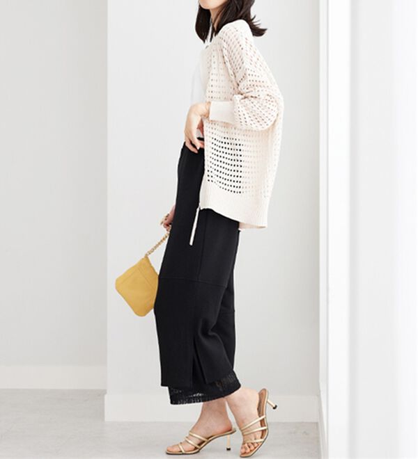 BELLUNA（ベルーナ）の「【Ｌａｇｒｉｌｕａ】裾レース使いアシメ切替デザインパンツ（ワイドパンツ・ガウチョ）」｜詳細画像