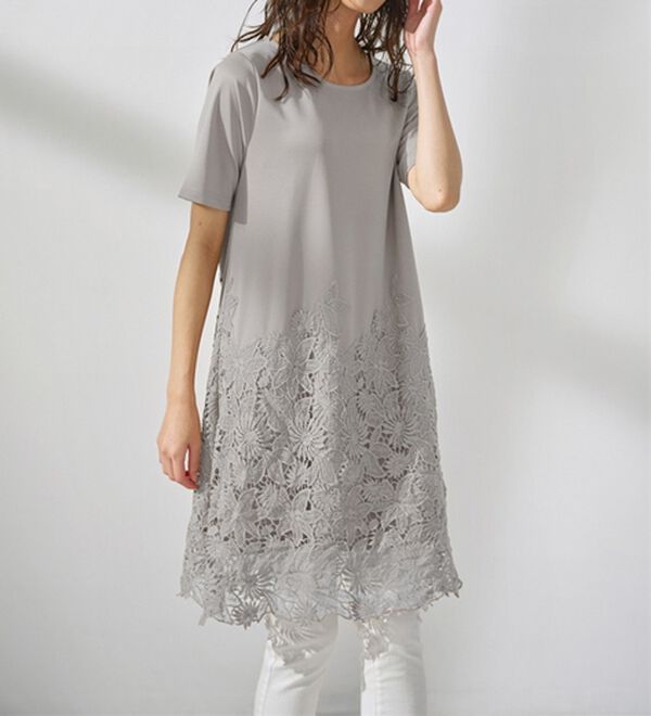 ひんやり！レース切替カットソーチュニック - ベルーナ【公式】