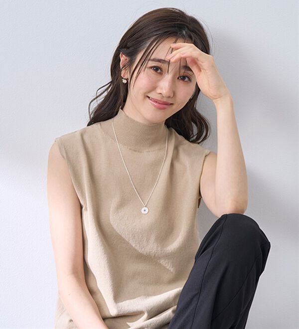 BELLUNA（ベルーナ）の「【選べるデザイン】Ｔシャツが苦手な方に！ひんやり綿混ニットＴ（ニット・セーター）」｜詳細画像