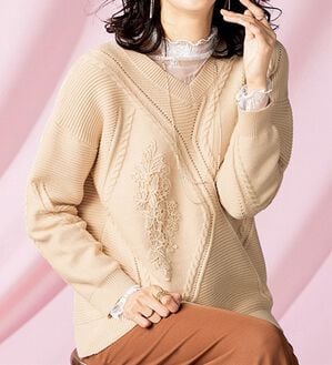 ルフラン（ルフラン）の「レース使いデザインニット＜ミレニア＞（ニット・セーター）」｜詳細画像