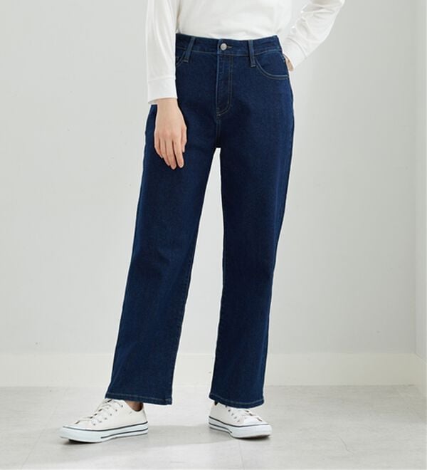 BELLUNA（ベルーナ）の「デニム素材美脚見えワイドパンツ（ワイドパンツ・ガウチョ）」｜詳細画像