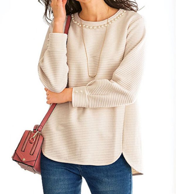 BELLUNA（ベルーナ）の「パール使いふくれジャカードプルオーバー（カットソー）」｜詳細画像