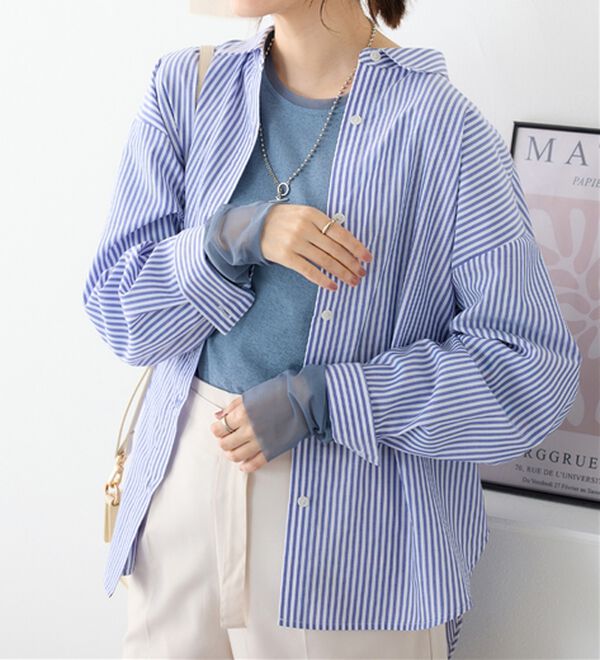 Viola e Viola（ヴィオラ エ ヴィオラ）の「程よい透け感大人シアー素材切替トップス（カットソー）」｜詳細画像