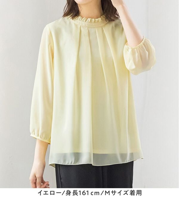 Viola e Viola（ヴィオラ エ ヴィオラ）の「フリル衿シフォンタックブラウス（ブラウス）」｜詳細画像