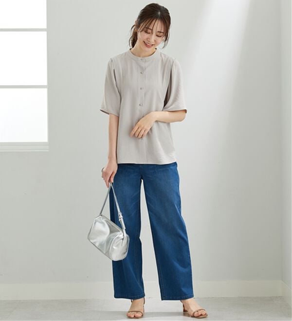 BELLUNA（ベルーナ）の「【快適Ｌａｂ．】お手入れ楽々ビンテージ調素材ブラウス（ブラウス）」｜詳細画像