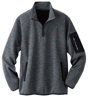 「＜ポロ・ビーシーエス＞裏フリースハーフジップトレーナー（メンズトレーナー）」｜杢チャコールグレー