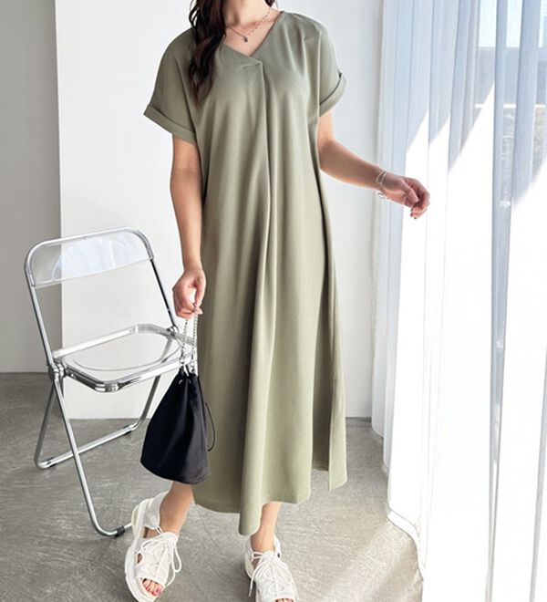 GeeRA（ジーラ）の「ひんやり快適！ジャカードスキッパーワンピ（カットソーワンピース）」｜詳細画像