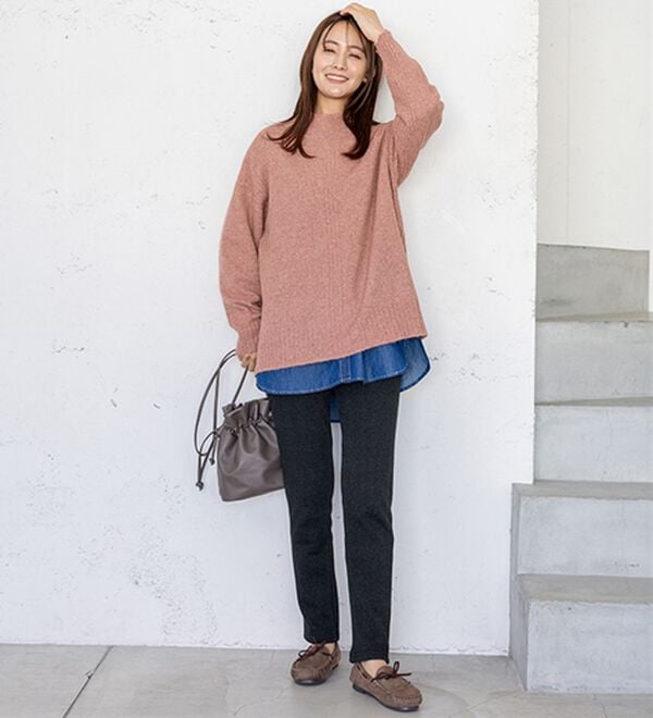 BELLUNA（ベルーナ）の「【快適Ｌａｂ．】洗える＆チクチクしにくい！ウール調ニットプルオーバー（ニット・セーター）」｜詳細画像