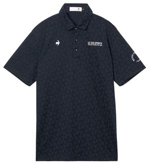 「＜ルコック＞ゴルフ　トライアングルジャガード半袖シャツ（メンズシャツ）」｜ネイビー