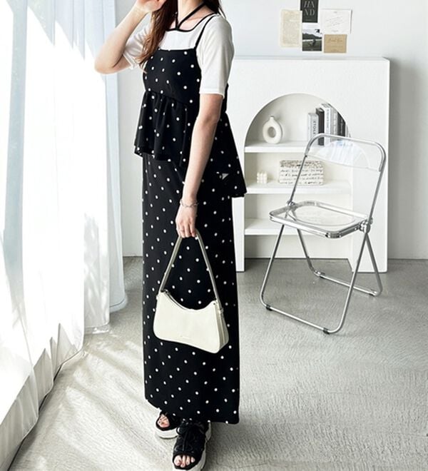 GeeRA（ジーラ）の「楽ちん！ペプラムキャミワンピース（カットソーワンピース）」｜詳細画像