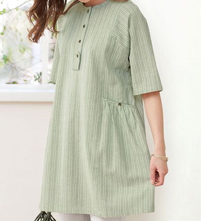 BELLUNA（ベルーナ）の「さらさら綿麻ストライプチュニック（チュニック）」