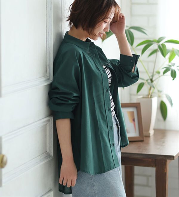 A HAPPY MARILYN（アハッピーマリリン）の「【Ｌ～６Ｌ】綿１００％ゆったりシルエットシャツ【風通るクラシック】（シャツ）」｜詳細画像