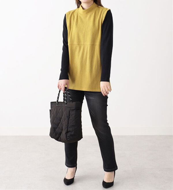 BELLUNA（ベルーナ）の「杢調テレコ素材裾ボタンアンサンブル（アンサンブル）」｜詳細画像