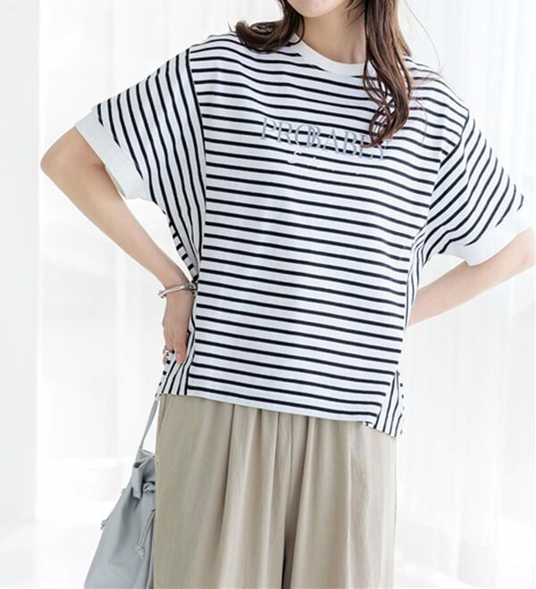 BELLUNA（ベルーナ）の「【２点セット】ロゴＴシャツ付ワンピースアンサンブル（アンサンブル）」｜詳細画像