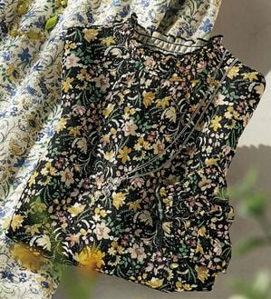 ルフラン（ルフラン）の「日本製シャーリング使いが上品なニットちりめんブラウス＜初美～はつみ～＞（ブラウス）」｜黒系