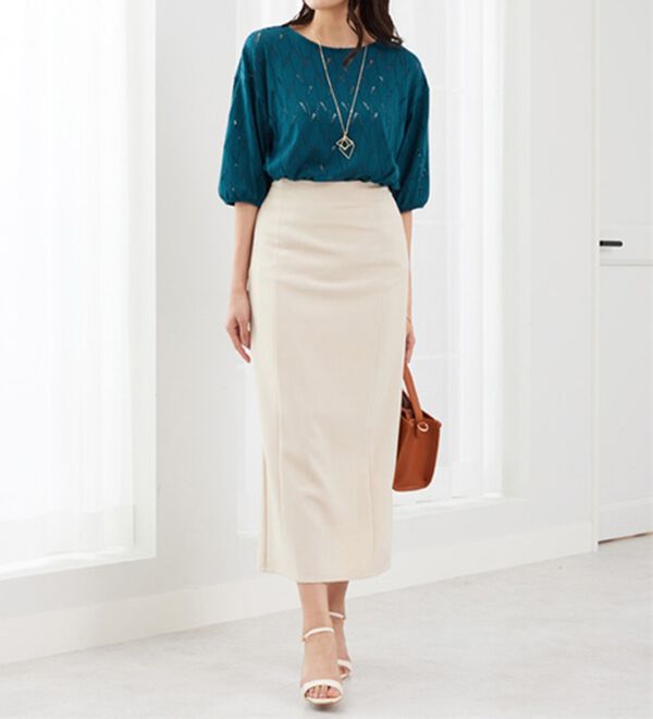 BELLUNA（ベルーナ）の「ストレッチレース素材ふんわり袖チュニック（チュニック）」｜詳細画像