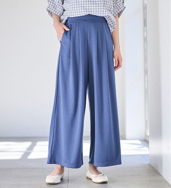 Viola e Viola（ヴィオラ エ ヴィオラ）の「楽ちんきれい美脚ワイドパンツ（ワイドパンツ・ガウチョ）」｜スカイブルー