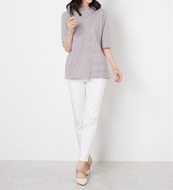 BELLUNA（ベルーナ）の「細ボーダータックデザインチュニック（チュニック）」｜詳細画像