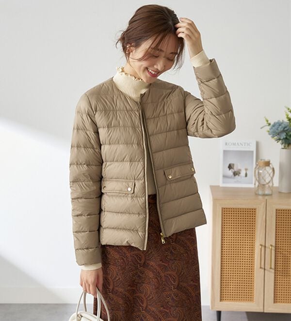 BELLUNA（ベルーナ）の「【ＦｕｗａｉｒＬｉｇｈｔ】ノーカラー軽量ダウンジャケット（ダウンコート・ジャケット・ベスト）」｜詳細画像