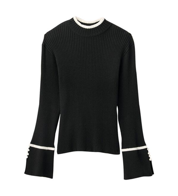 alotta（アロッタ）の「配色デザイン袖ボタンニットプルオーバー（ニット・セーター）」｜詳細画像