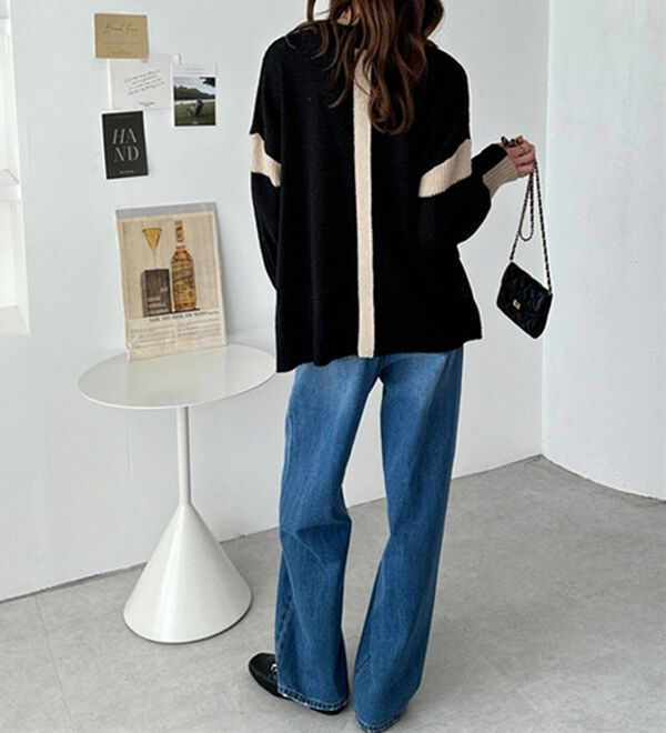 GeeRA（ジーラ）の「配色ラインニットプルオーバー（ニット・セーター）」｜詳細画像