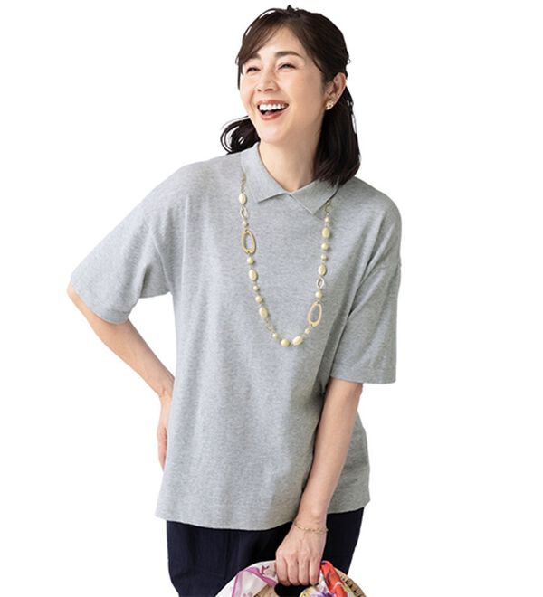 ルフラン（ルフラン）の「【３色組】綿１００％衿付きニットプルオーバー（ニット・セーター）」｜詳細画像