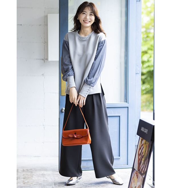 BELLUNA（ベルーナ）の「袖チュールデザインプルオーバー（カットソー）」｜詳細画像