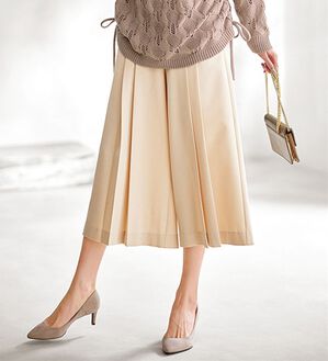 BELLUNA（ベルーナ）の「サマ見えプリーツデザインワイドパンツ（ワイドパンツ・ガウチョ）」｜アイボリー