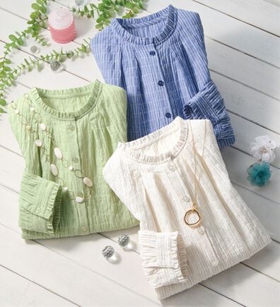 ルフラン（ルフラン）の「【３色組】ワッシャー素材のストライプシャツ（シャツ）」