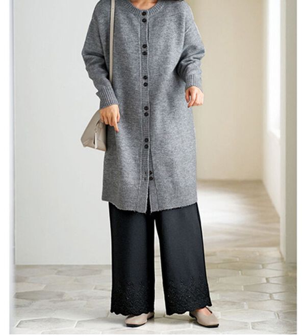 BELLUNA（ベルーナ）の「【２本組】裾レースワイドパンツ（フルレングスパンツ）」｜詳細画像