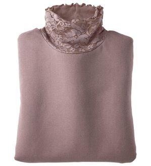 BELLUNA（ベルーナ）の「レースなのにチクチクしにくい吸湿発熱プルオーバー（カットソー）」｜ローズグレー