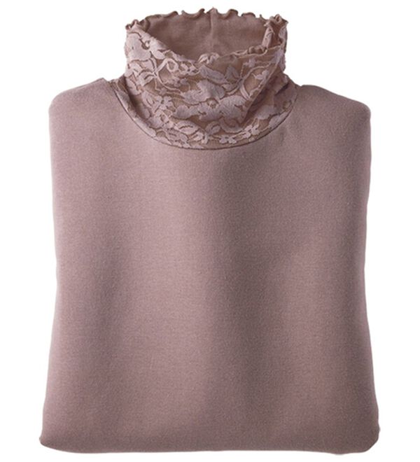 BELLUNA（ベルーナ）の「レースなのにチクチクしにくい吸湿発熱プルオーバー（カットソー）」｜ローズグレー