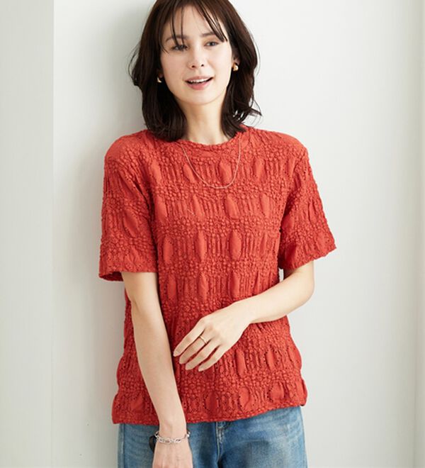 BELLUNA（ベルーナ）の「ストレッチレース調ハイネックプルオーバー（カットソー）」｜詳細画像