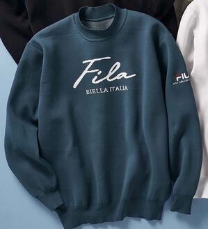 「＜フィラ＞軽量ストレッチデザインセーター（メンズニット・セーター）」｜ネイビー