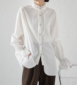 RANAN（ラナン）の「プチフリルリボン付きブラウス（ブラウス）」｜ホワイト