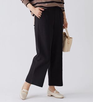 BELLUNA（ベルーナ）の「【快適Ｌａｂ．】裏起毛ジョーゼット素材ワイドパンツ（ワイドパンツ・ガウチョ）」｜黒