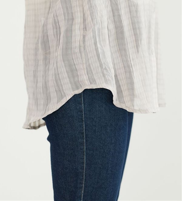 BELLUNA（ベルーナ）の「シアーチェック素材シャツチュニック（チュニック）」｜詳細画像