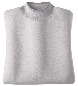 BELLUNA（ベルーナ）の「なめらかコットンシルク配色プルオーバー（ニット・セーター）」｜ライトグレー