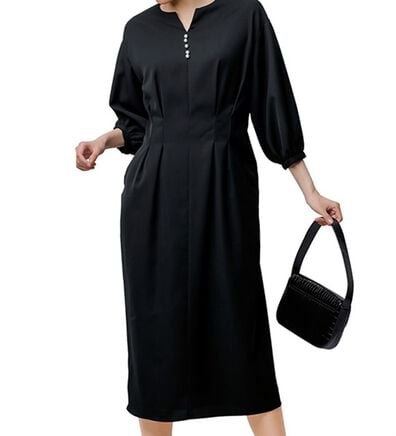 RANAN（ラナン）の「パール調タックワンピース（その他ワンピース）」