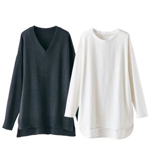 BELLUNA（ベルーナ）の「ニット&times;Ｔシャツアンサンブル（アンサンブル）」｜ブラック系