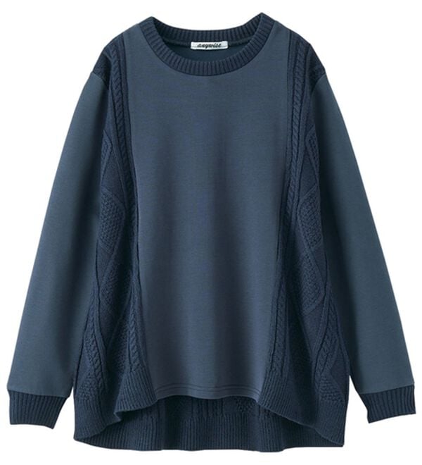 BELLUNA（ベルーナ）の「ケーブル柄ニット切替プルオーバー（カットソー）」｜詳細画像