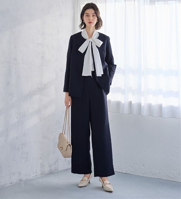 GeeRA（ジーラ）の「【２点セット】フレアーラインジャケットワイドパンツセットアップスーツ（パンツスーツ）」｜詳細画像