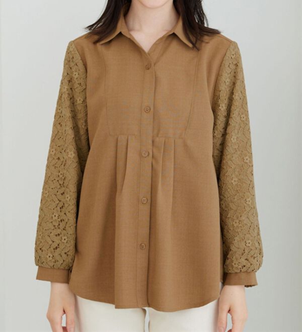 BELLUNA（ベルーナ）の「麻調素材袖レースブラウス（ブラウス）」｜詳細画像