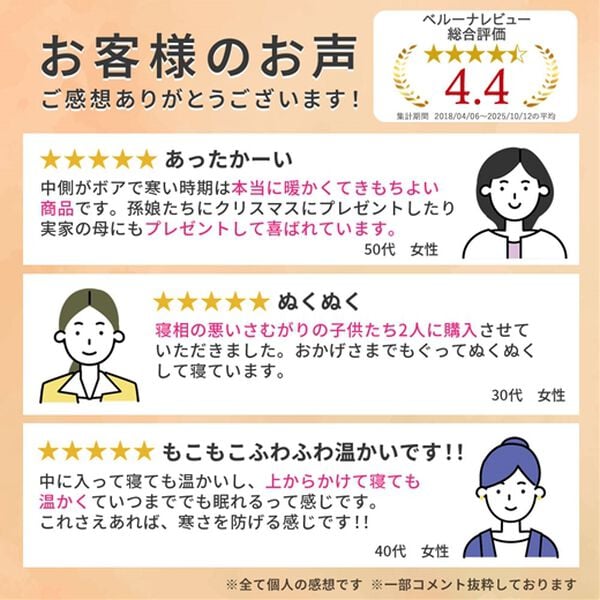 iellio（イエリオ）の「もこもこあったか素材のすっぽり毛布＜洗える・寝袋タイプ・シープ調ボア・マイクロ＞（毛布・ブランケット）」｜詳細画像