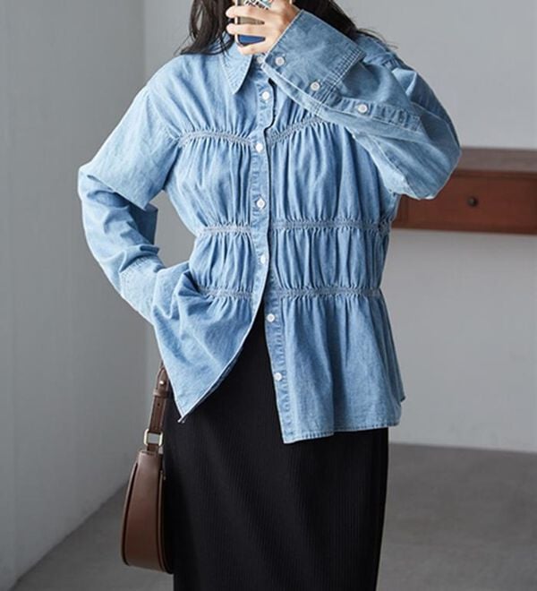 RANAN（ラナン）の「ライトデニムシャーリングデザインシャツブルー（シャツ）」｜詳細画像