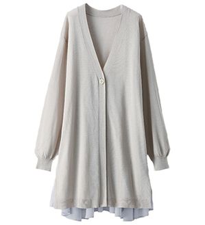 BELLUNA（ベルーナ）の「スタイルアップ！バックフレアカーディガン（ニットカーディガン）」｜ライトグレー