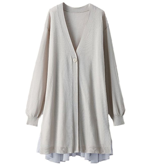 BELLUNA（ベルーナ）の「スタイルアップ！バックフレアカーディガン（ニットカーディガン）」｜ライトグレー